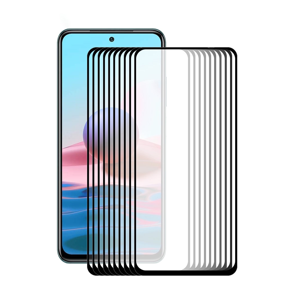 10 Unids / Set Enkay 0.26mm 9H 2.5D Arc Edge Ultra Clear Pegamento Completo Película De Protección De Pantalla De Cristal Templado Para Xiaomi Redmi Note 10 4G / Note 10S-1