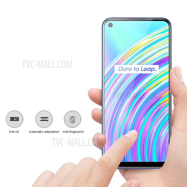 AMORUS Full Glue Full Screen HD Clear Silk Printing Anti-explosion Tempered Glass Protector for Realme C17 - Black-3