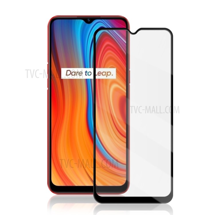 Amorus Vollkleber Vollbild-HD-klare Seidendruck-Anti-Explosion Gehärtetes Glasschutz Für REALME C3 (3 Kameras) /-2