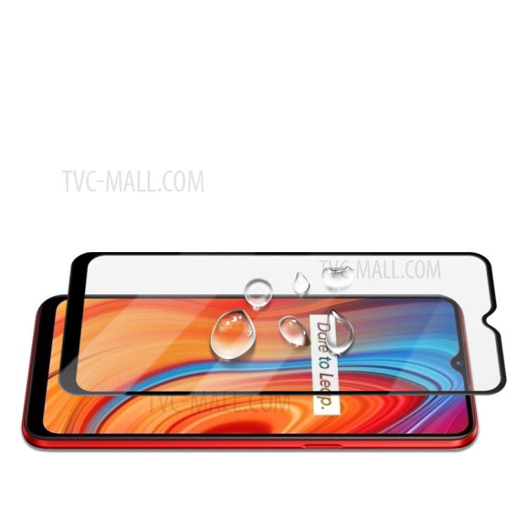 Amorus Vollkleber Vollbild-HD-klare Seidendruck-Anti-Explosion Gehärtetes Glasschutz Für REALME C3 (3 Kameras) /-5