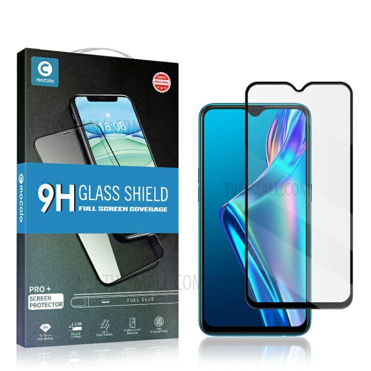 MOCOLO Full Glue Full Screen HD Clear Silk Printing Anti-explosion Tempered Glass Protector for Oppo A12 - Black-1