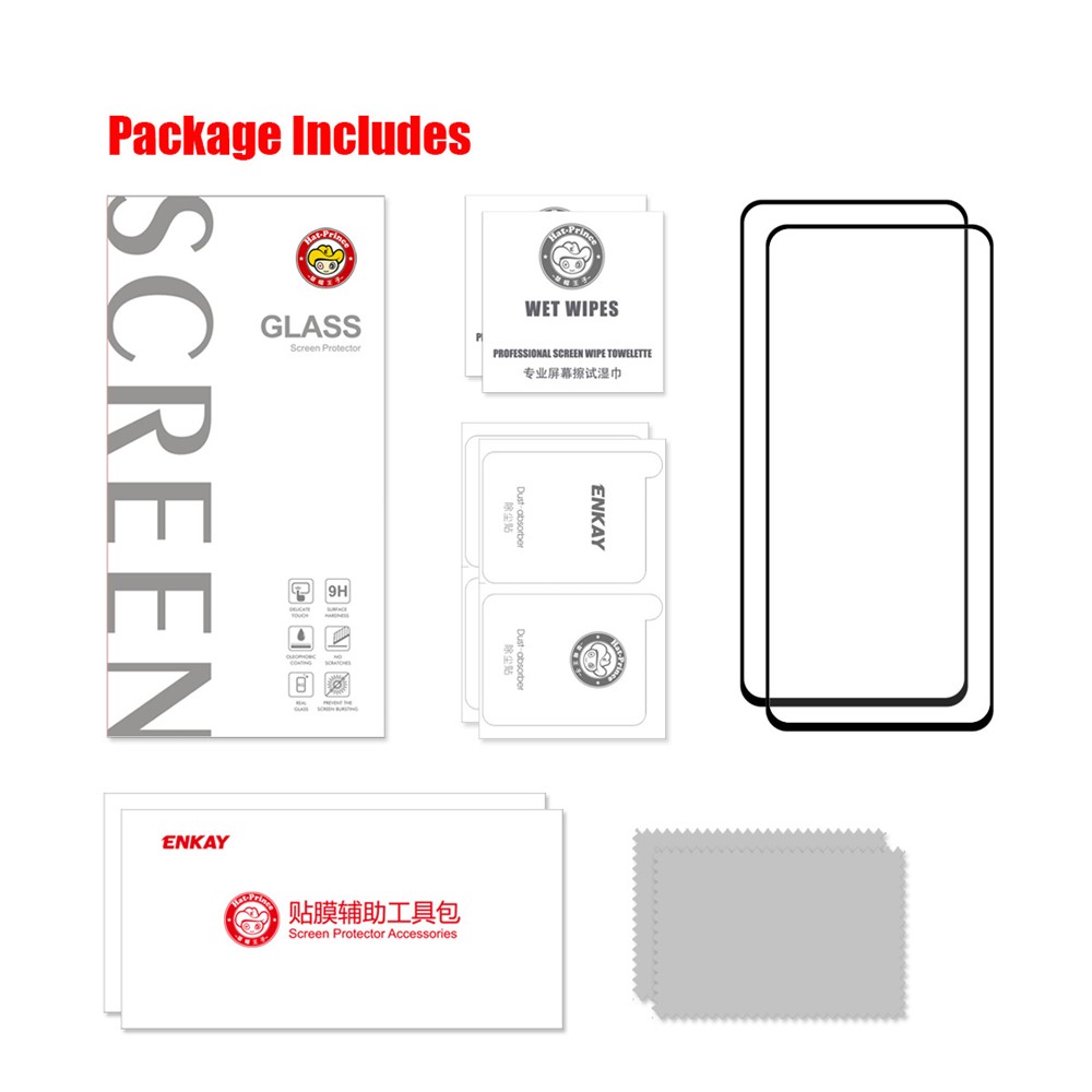2PCS/Set HAT-PRINCE for Xiaomi Poco F3 0.26mm 9H Full Glue Full Screen Tempered Glass Protector Films-9