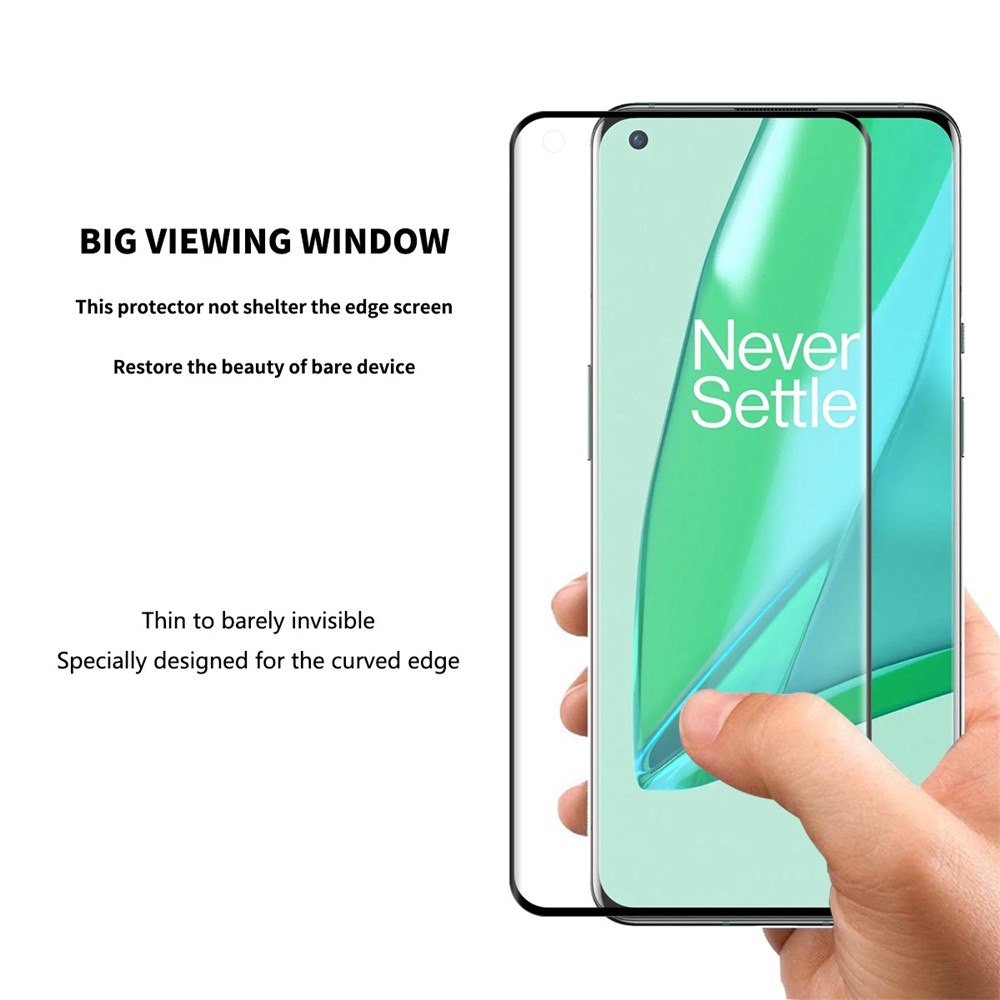 HAT-PRINCE 0.26mm 9H 3D Curved Full Screen Guard Ultra Clear Tempered Glass Protector for OnePlus 9 Pro-3