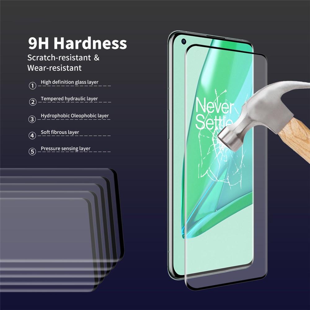 HAT-PRINCE 0.26mm 9H 3D Curved Full Screen Guard Ultra Clear Tempered Glass Protector for OnePlus 9 Pro-5