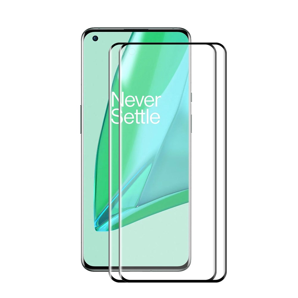HAT-PRINCE 2Pcs/Set 0.26mm 9H 3D Ultra Clear Curved Full Screen Guard Tempered Glass Protector for OnePlus 9 Pro-1