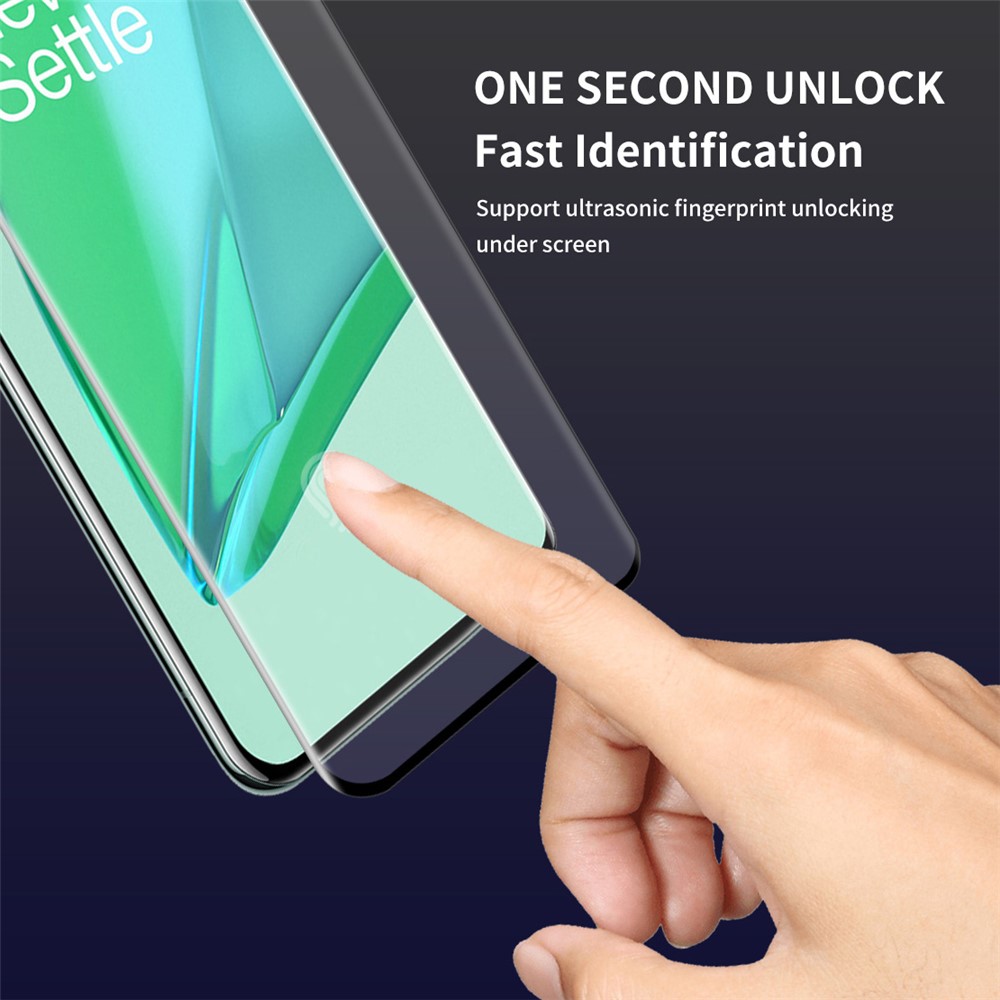 HAT-PRINCE 2Pcs/Set 0.26mm 9H 3D Ultra Clear Curved Full Screen Guard Tempered Glass Protector for OnePlus 9 Pro-4