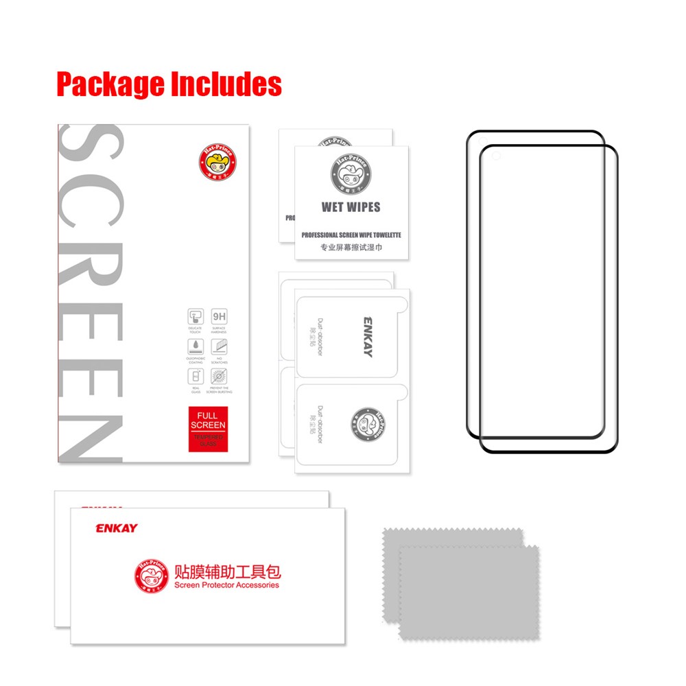 HAT-PRINCE 2Pcs/Set 0.26mm 9H 3D Ultra Clear Curved Full Screen Guard Tempered Glass Protector for OnePlus 9 Pro-8