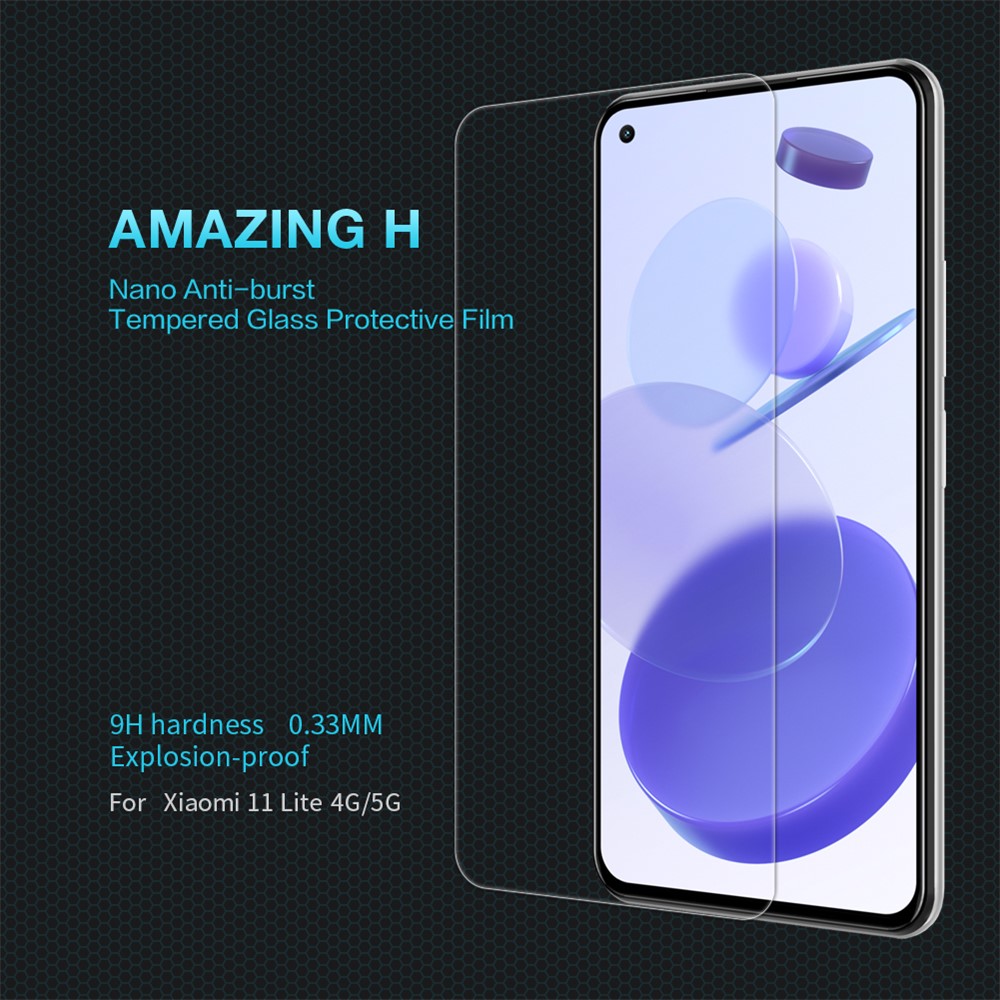 Nillkin Erstaunliches H Für Xiaomi MI 11 Lite 4G / 5G 0,33 Mm 9H Tempered Glasics Screen Anti-Explosion Protector-8