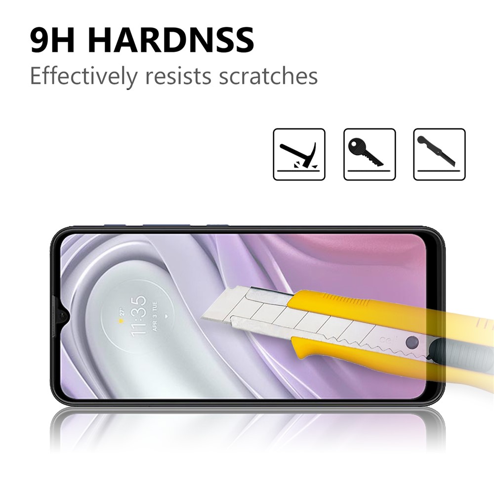 Full Screen Anti-fingerprint Tempered Glass Screen Protector Film Guard (Full Glue) for Motorola Moto G20-3