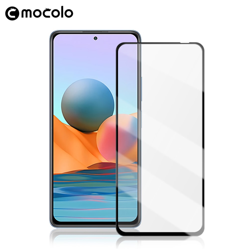 MOCOLO Anti-explosion Silk Printing Tempered Glass Full Size Screen Full Glue Film for Xiaomi Redmi Note 10 Pro/Note 10 Pro Max - Black-2