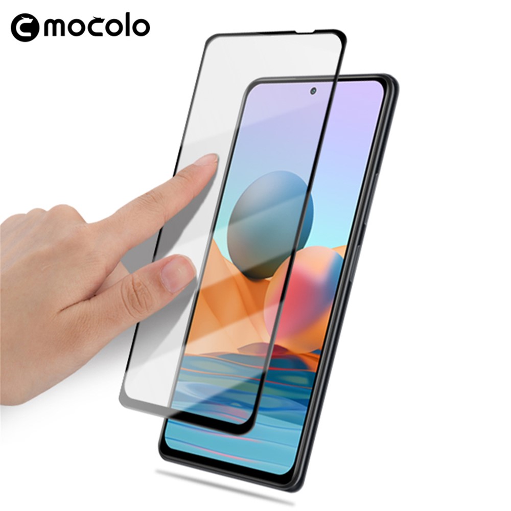 MOCOLO Anti-explosion Silk Printing Tempered Glass Full Size Screen Full Glue Film for Xiaomi Redmi Note 10 Pro/Note 10 Pro Max - Black-8