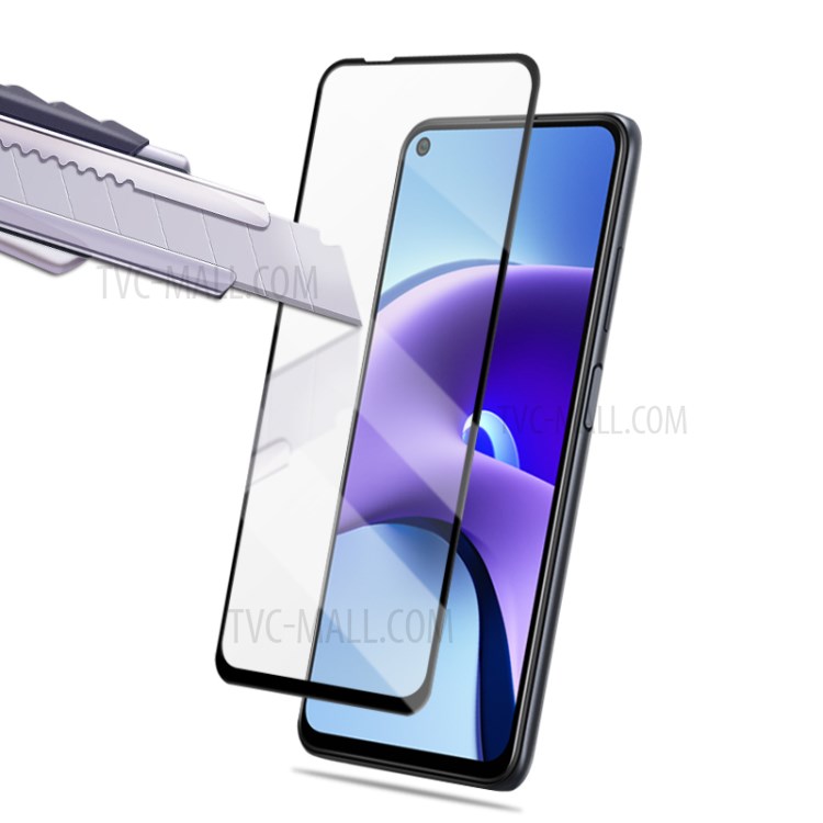 AMORUS Silk Printing Full Glue Tempered Glass Full Screen Covering Protector Film for Xiaomi Redmi Note 9 5G/Note 9T 5G - Black-8