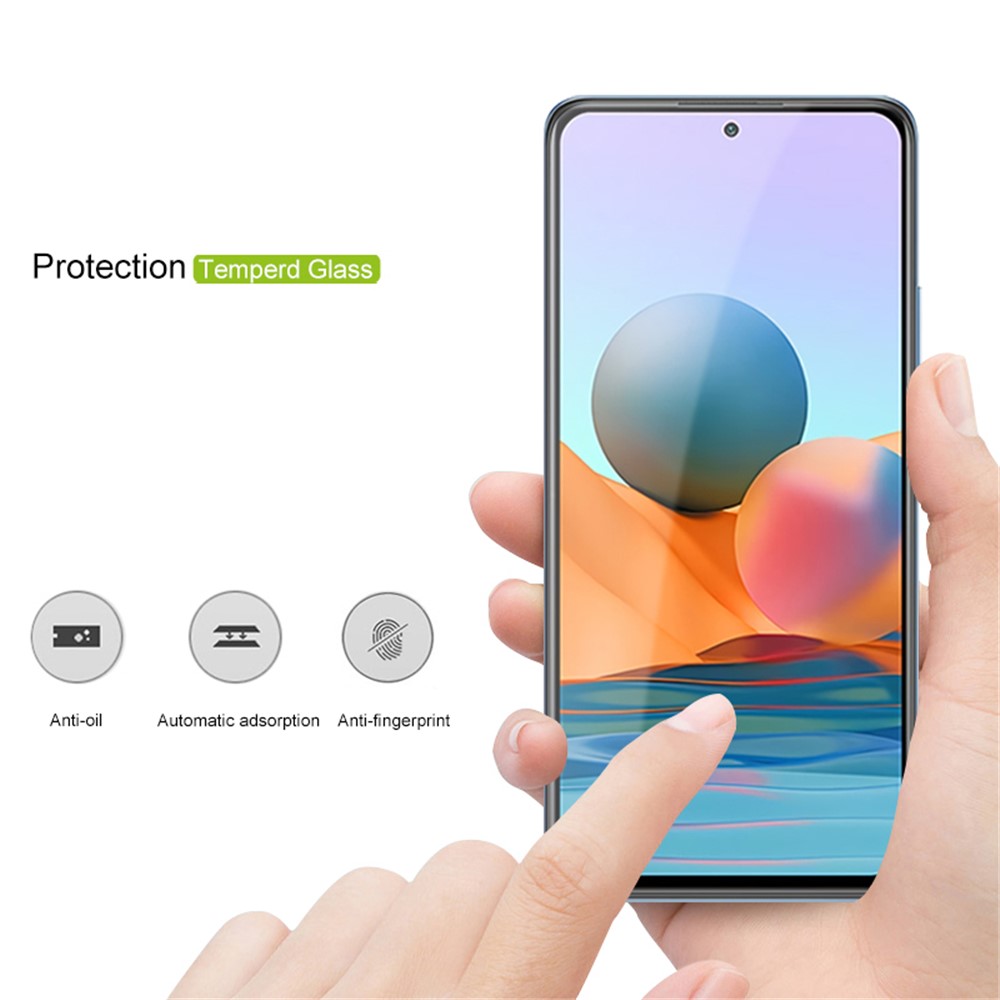 MOCOLO Silk Print HD Full Screen Coverage Full Glue Tempered Glass Protector for Xiaomi Redmi Note 10 5G - Black-2