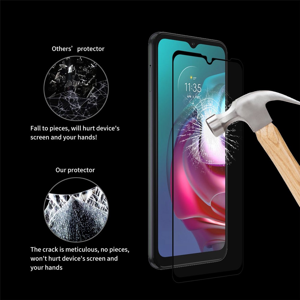 2Pcs/Set HAT PRINCE Ultra Thin 0.26mm 9H 2.5D Ultra Clear Full Glue Complete Covering Tempered Glass Screen Protector for Motorola Moto G10/G20/G30-7