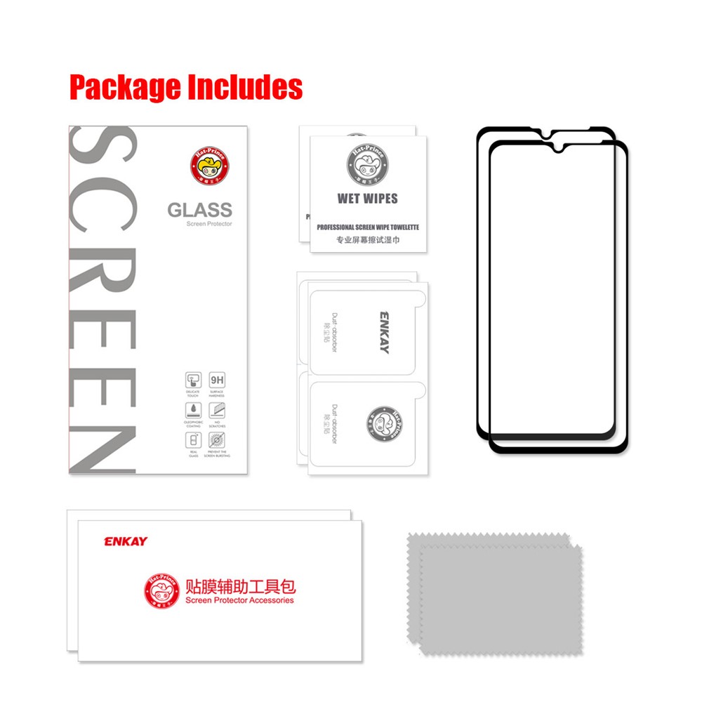 2Pcs/Set HAT PRINCE Ultra Thin 0.26mm 9H 2.5D Ultra Clear Full Glue Complete Covering Tempered Glass Screen Protector for Motorola Moto G10/G20/G30-9