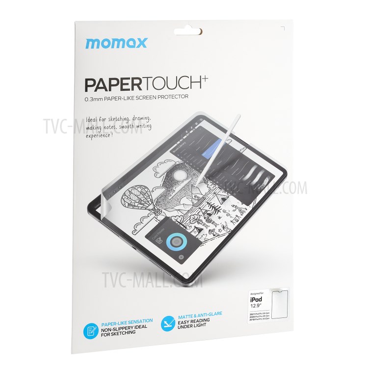 MOMAX PAPER TOUCH+ 0.3mm Matte Transparent Paper-Like PET Film Tablet Screen Protector for iPad Pro 12.9-inch (2021)/(2020)/(2018)-9