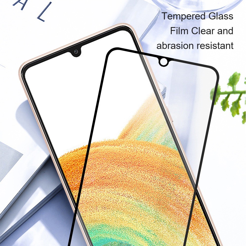 Amorus Cole Cultura Alta Transparência Impressão De Seda Temperada Vidro Tela Completa Cobertura Protetor Filme Para Samsung Galaxy A32 4G (versão Da UE) - Preto