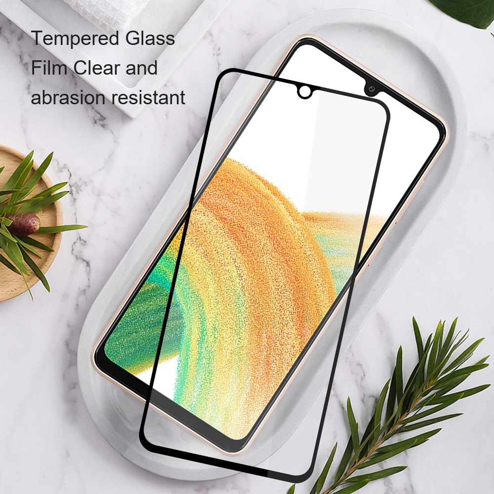 Amorus Glue Full Transparencia De Alta Transparencia Impresión De Seda Vidrio Templado Pantalla Completa Película Protectora Para Samsung Galaxy A32 4G (versión De La UE) - Negro