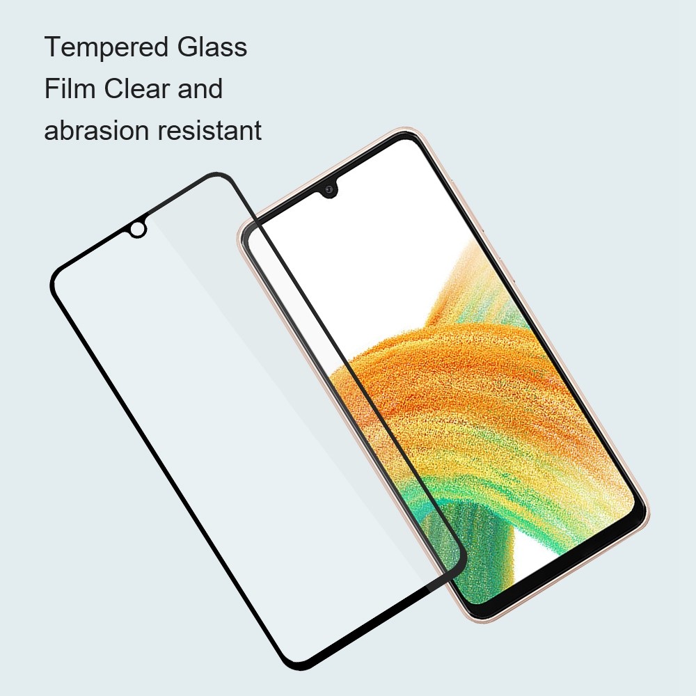 Amorus Glue Full Transparencia De Alta Transparencia Impresión De Seda Vidrio Templado Pantalla Completa Película Protectora Para Samsung Galaxy A32 4G (versión De La UE) - Negro