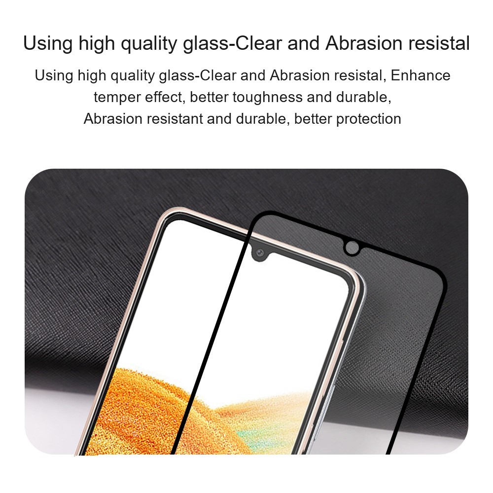 Amorus Vollkleber Hohe Transparenz Seidedruck Temperiertes Glas Vollbild-Abdeckungsschutzfolie Für Samsung Galaxy A32 4G (EU-Version) - Schwarz-7