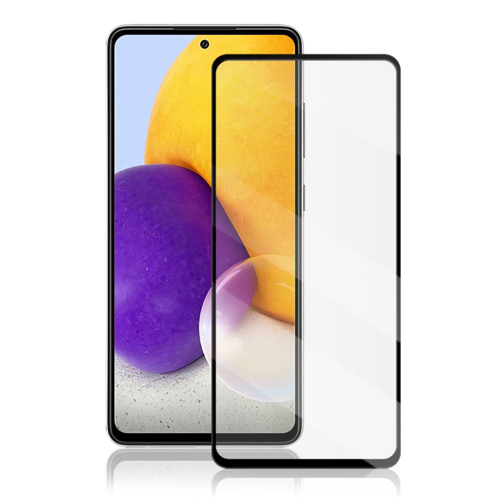 AMORUS Silk Printing Full Glue Tempered Glass High Transparency Full Screen Covering Protector Film for Samsung Galaxy A72 4G/5G - Black-1