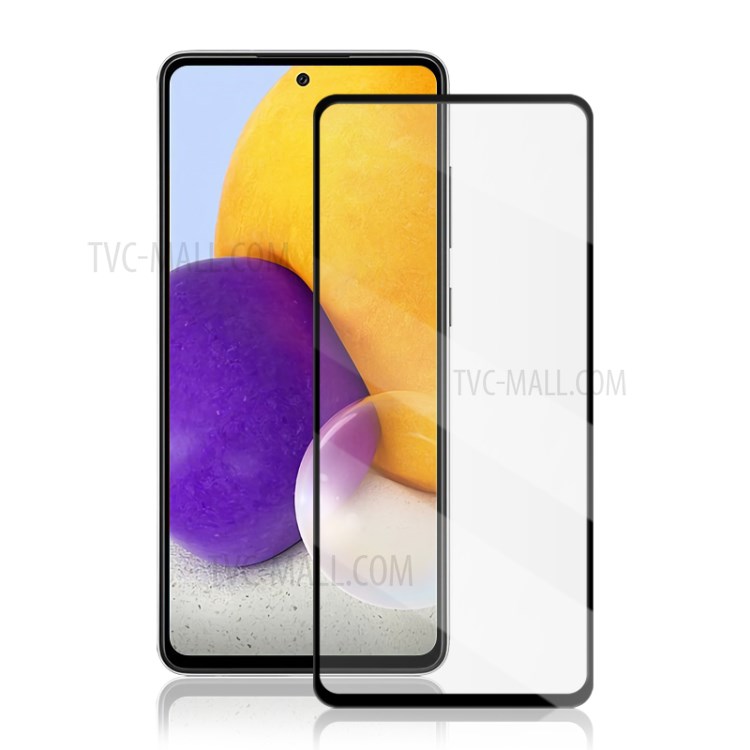 AMORUS Silk Printing Full Glue Tempered Glass High Transparency Full Screen Covering Protector Film for Samsung Galaxy A72 4G/5G - Black-2