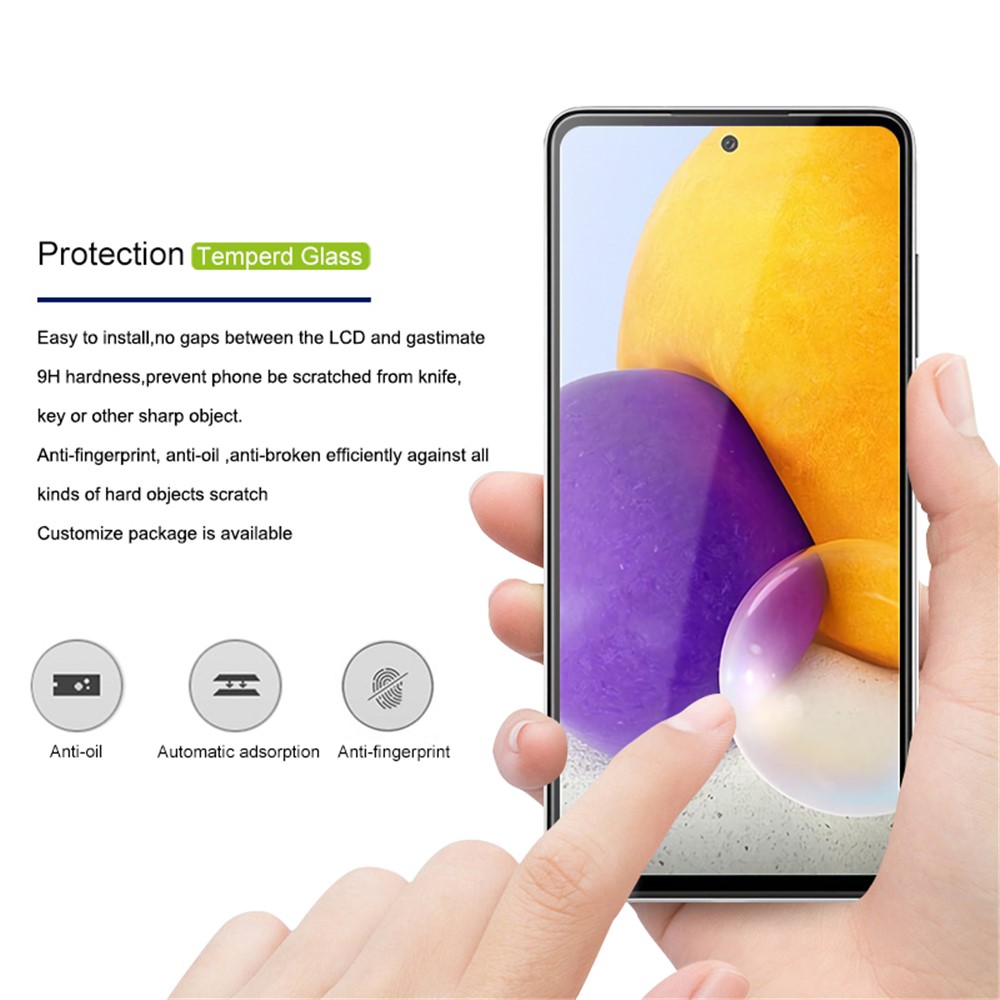 AMORUS Silk Printing Full Glue Tempered Glass High Transparency Full Screen Covering Protector Film for Samsung Galaxy A72 4G/5G - Black-3