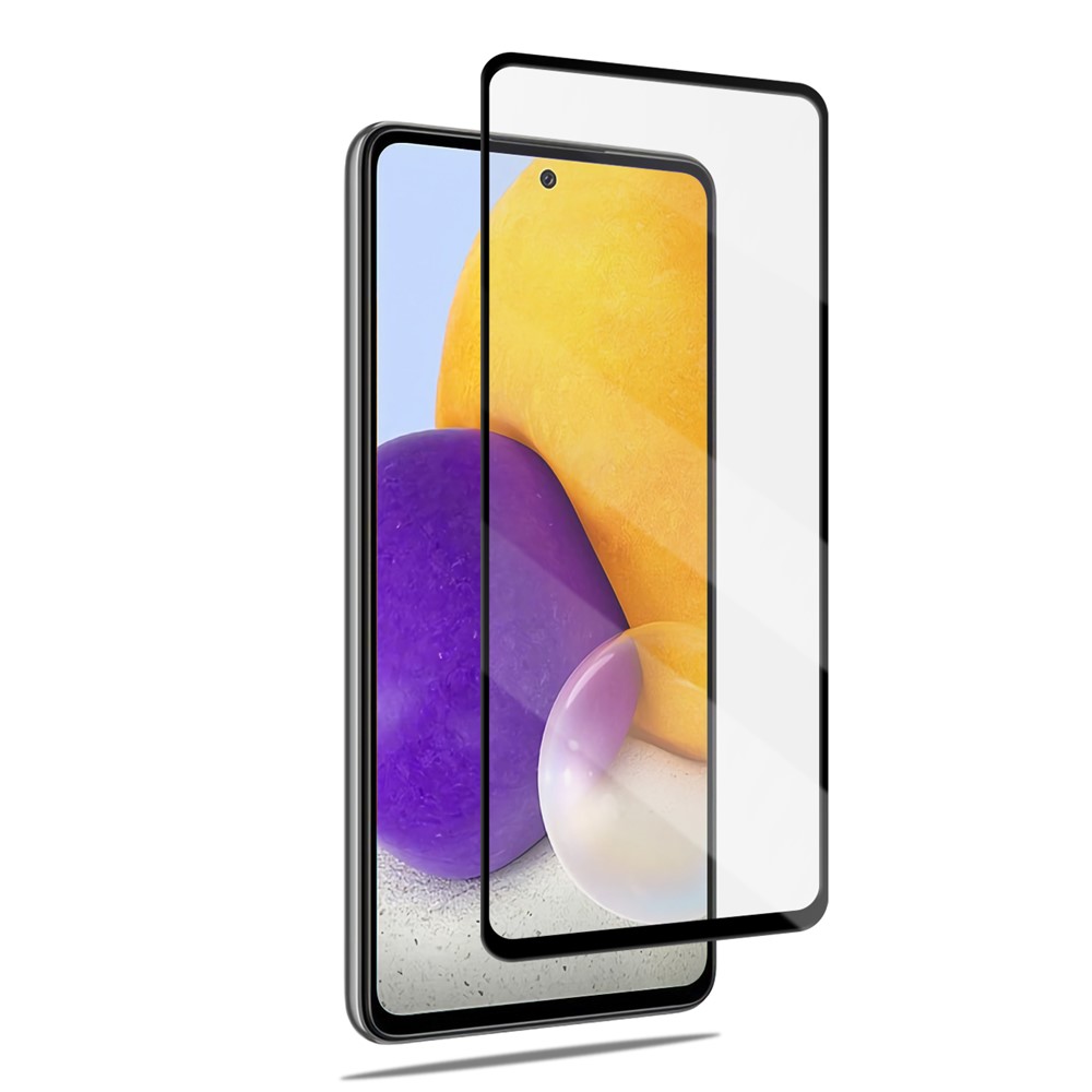 AMORUS Silk Printing Full Glue Tempered Glass High Transparency Full Screen Covering Protector Film for Samsung Galaxy A72 4G/5G - Black-4