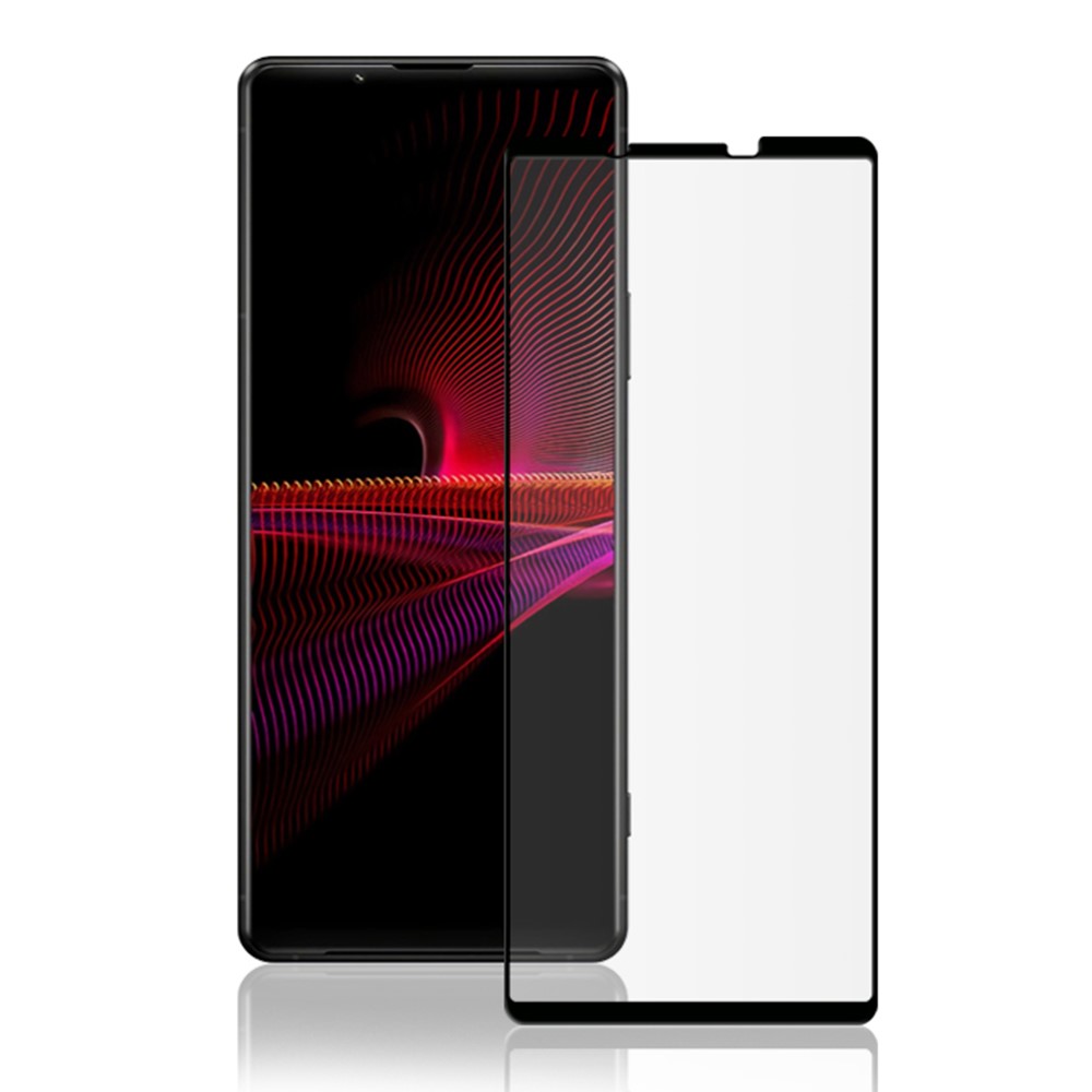 AMORUS High Transparency Full Glue Silk Printing Tempered Glass Full Screen Covering Protector Film for Sony Xperia 1 III - Black-1