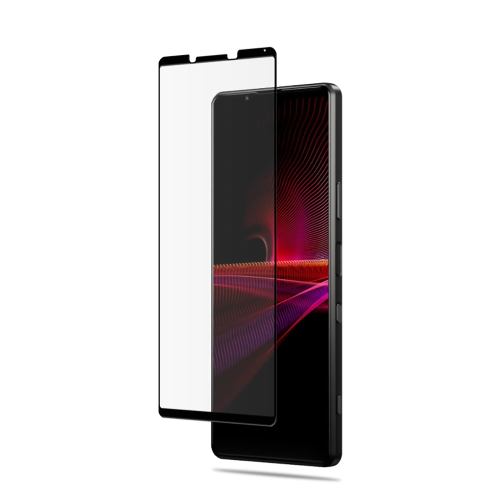 AMORUS High Transparency Full Glue Silk Printing Tempered Glass Full Screen Covering Protector Film for Sony Xperia 1 III - Black-4
