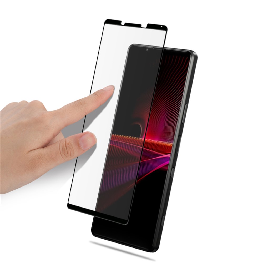 AMORUS High Transparency Full Glue Silk Printing Tempered Glass Full Screen Covering Protector Film for Sony Xperia 1 III - Black-5