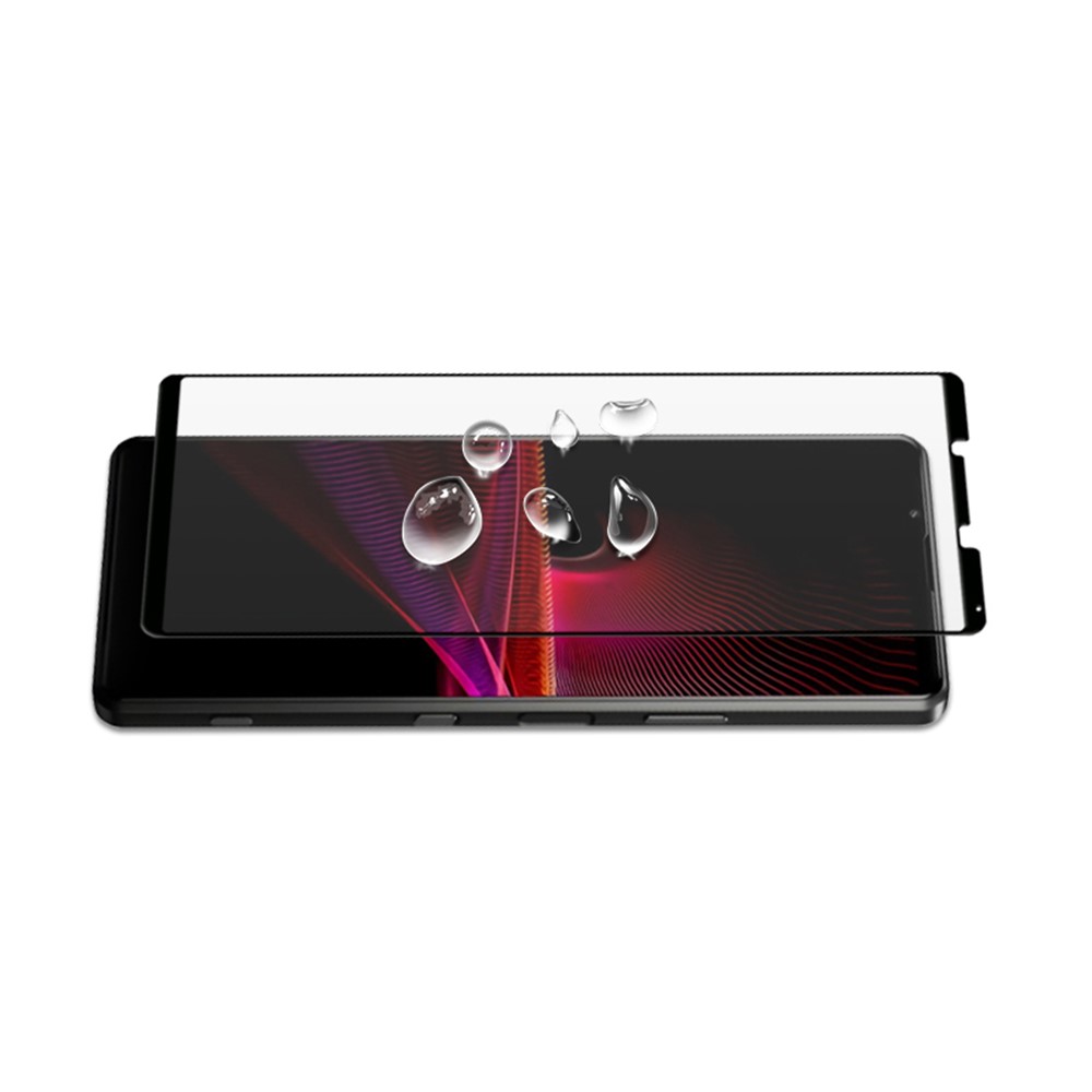 AMORUS High Transparency Full Glue Silk Printing Tempered Glass Full Screen Covering Protector Film for Sony Xperia 1 III - Black-6