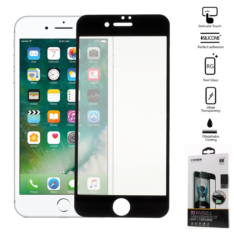 COOYEE 0.26mm 3D Full Covering Screen Protector Film for iPhone 7 Plus Arc Edge - Black-1