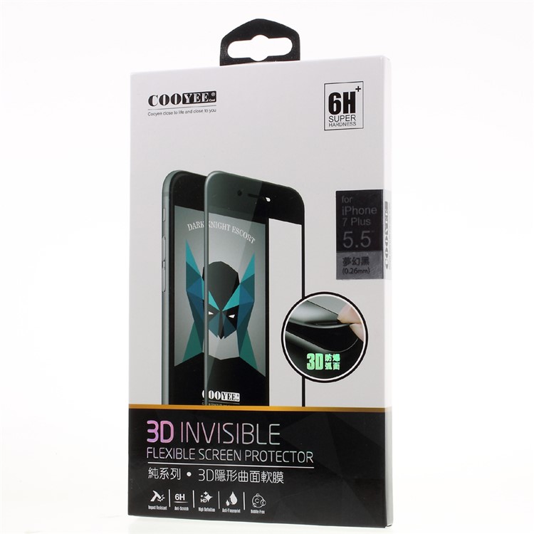 COOYEE 0.26mm 3D Full Covering Screen Protector Film for iPhone 7 Plus Arc Edge - Black-9