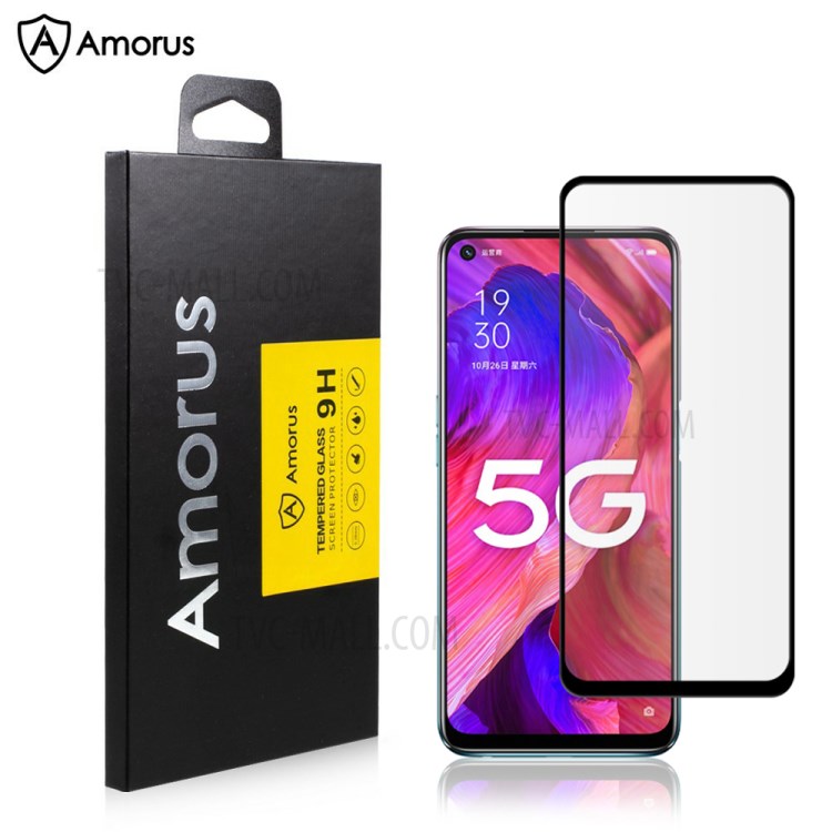AMORUS Full Size Anti-explosion Anti-fingerprint Silk Printing Tempered Glass Screen Protector Film for Oppo A93 5G-1