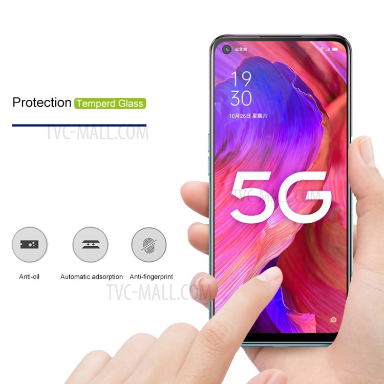 AMORUS Full Size Anti-explosion Anti-fingerprint Silk Printing Tempered Glass Screen Protector Film for Oppo A93 5G-3