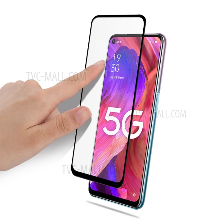 AMORUS Full Size Anti-explosion Anti-fingerprint Silk Printing Tempered Glass Screen Protector Film for Oppo A93 5G-7
