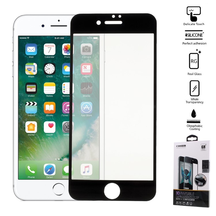 COOYEE 0.26mm 3D Soft Screen Protector Film for iPhone 7 Arc Edge - Black-1