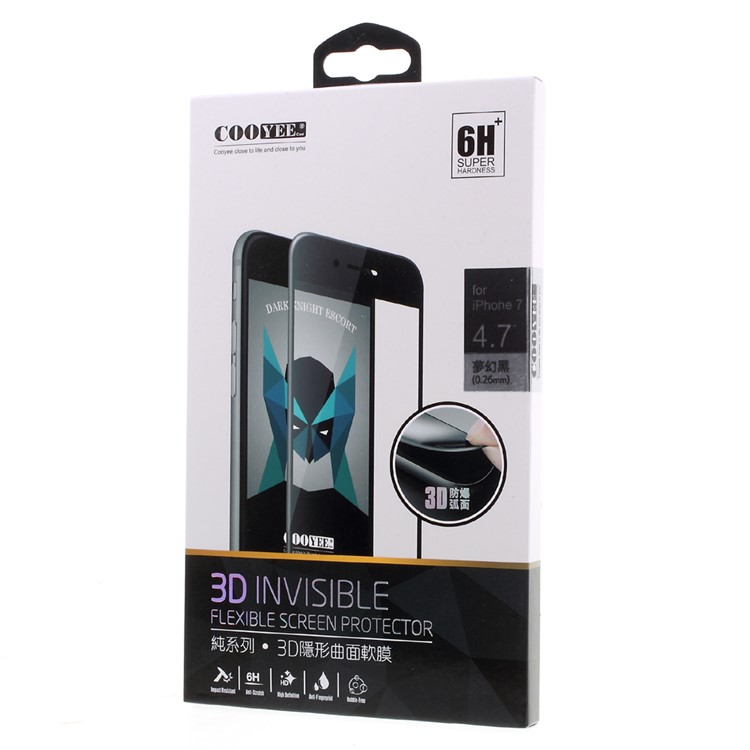 COOYEE 0.26mm 3D Soft Screen Protector Film for iPhone 7 Arc Edge - Black-9
