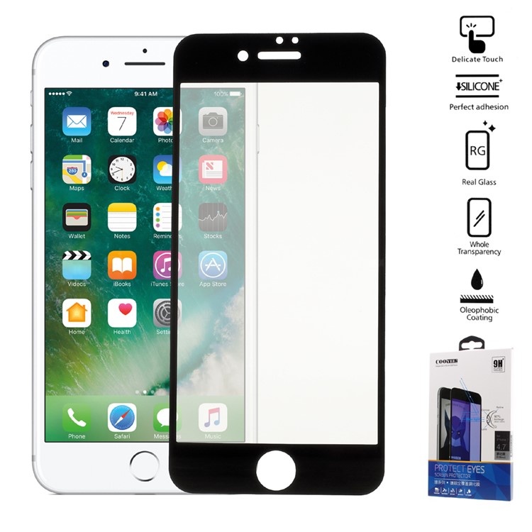 COOYEE Anti-blue-ray Tempered Glass Screen Full Cover Film 0.26mm for iPhone 7 - Black-1