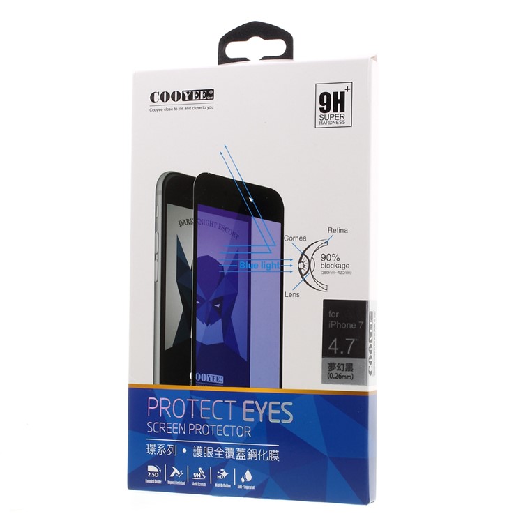 COOYEE Anti-blue-ray Tempered Glass Screen Full Cover Film 0.26mm for iPhone 7 - Black-9