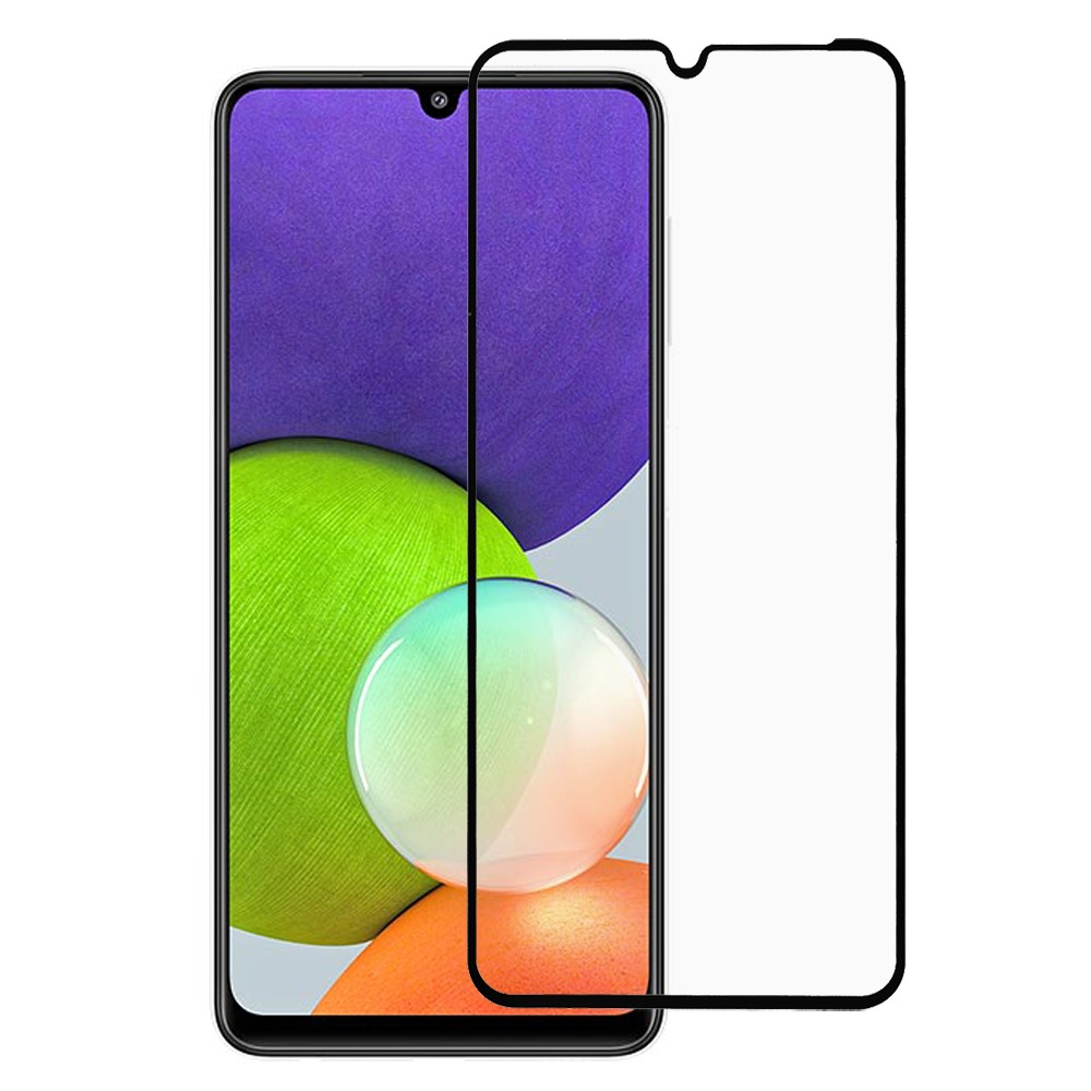 Rurihai Glue Full Ultra Thin 0.26mm 2.5D Protector De Pantalla De Vidrio Templado De Endurecimiento Secundario De La Defensa Sólida Para Samsung Galaxy A22 4G (versión De La UE)