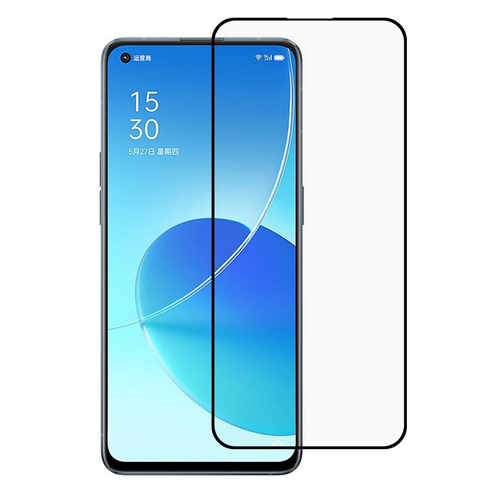 Full Glue Silk Printing Tempered Glass Anti-Burst Full Screen Coverage Protector for Oppo Reno6 5G-1