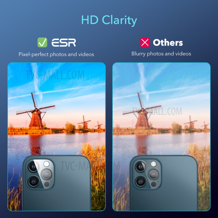 2pcs ESR Camera Lens Tempered Glass Screen Protector Back Lens Protective Film for iPhone 12 Pro 6.1 inch-10