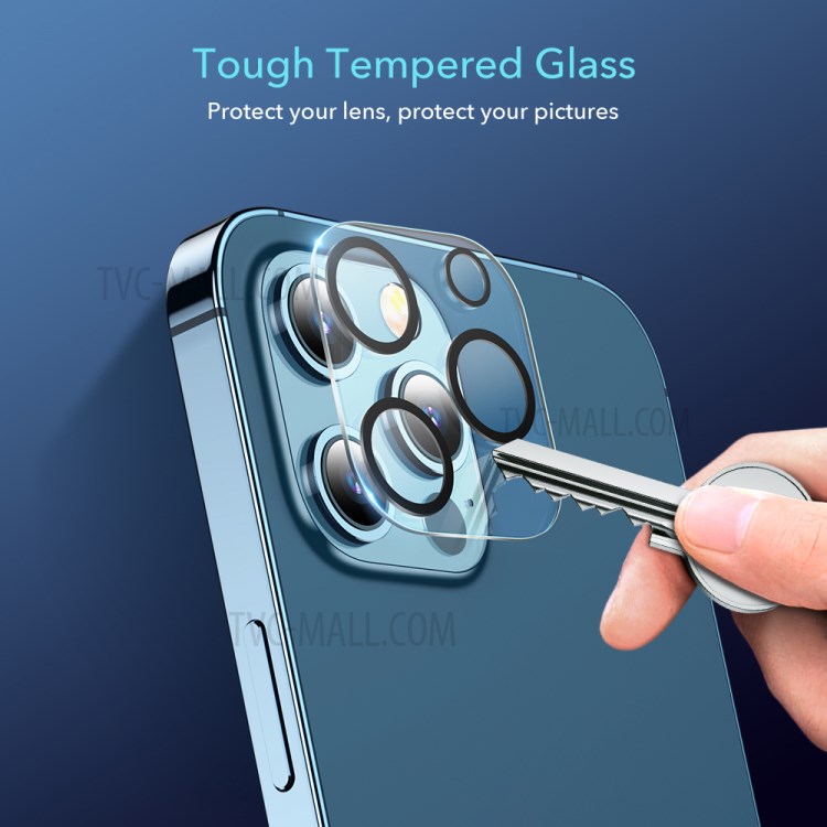 2pcs ESR Camera Lens Tempered Glass Screen Protector Back Lens Protective Film for iPhone 12 Pro 6.1 inch-8