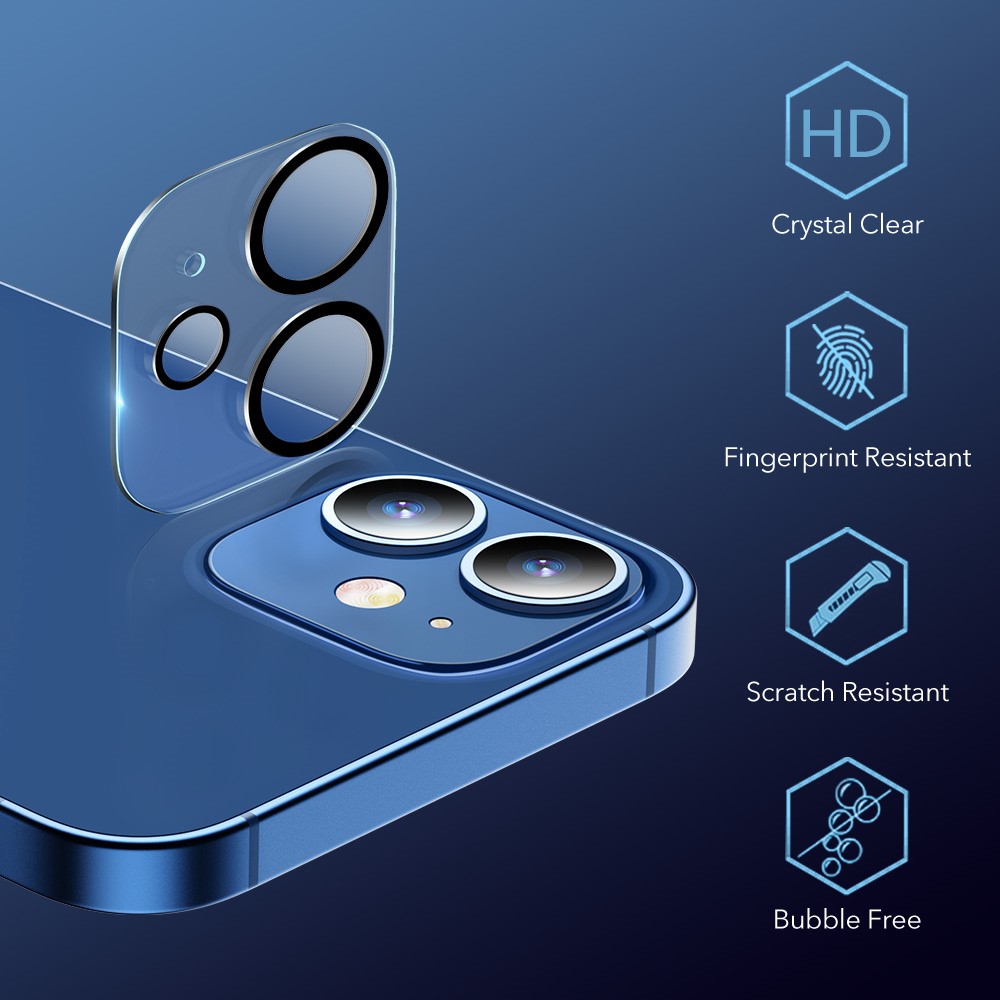 2pcs ESR Tempered Glass Camera Lens Film Screen Protector Cover Guard for iPhone 12 mini 5.4 inch-6