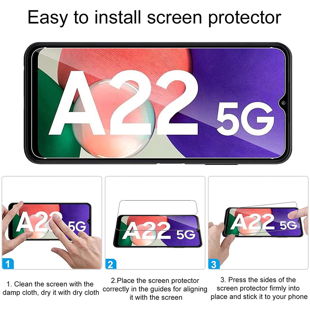 2PCS/Set Ultra Clear 0.3mm Arc Edge Tempered Glass Screen Protector for Samsung Galaxy A22 5G (EU Version)-2