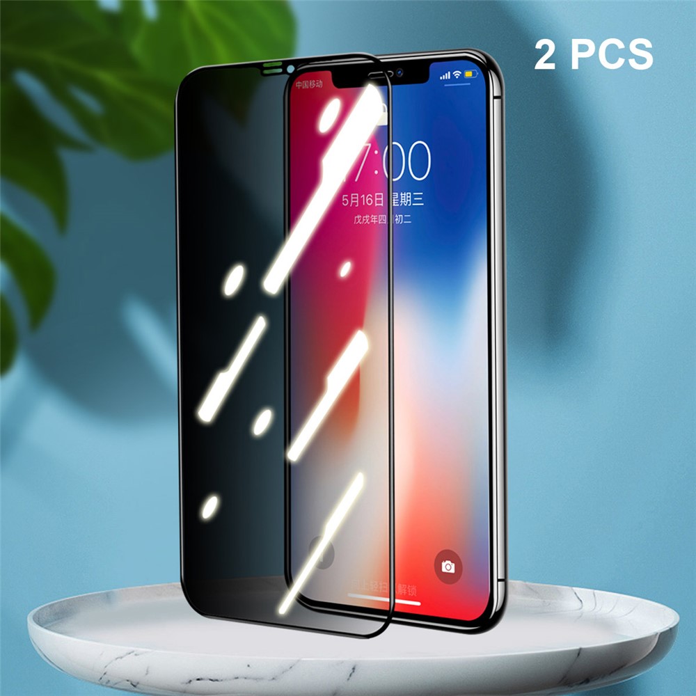HAT-PRINCE 2Pcs Explosion-proof Anti-glare 28° Anti-spy Tempered Glass Full Screen Coverage Protector Film for iPhone 11 Pro 5.8 inch/XS 5.8 inch/X-2