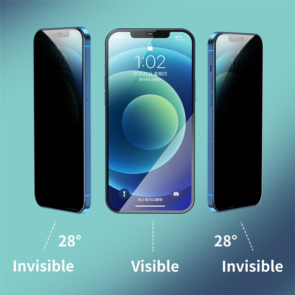 HAT-PRINCE 2Pcs Explosion-proof Anti-glare 28° Anti-spy Tempered Glass Full Screen Coverage Protector Film for iPhone 11 Pro 5.8 inch/XS 5.8 inch/X-3