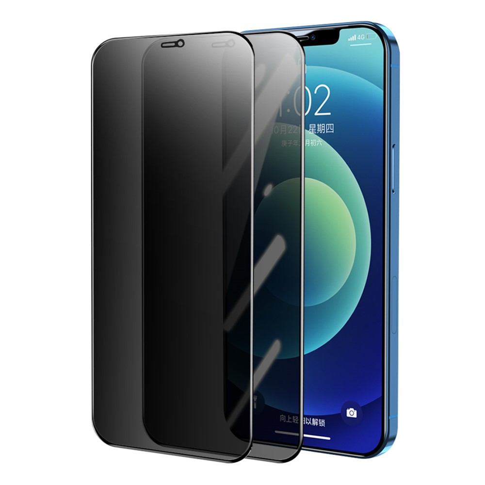 HAT-PRINCE 2Pcs Anti-glare 28° Anti-spy Explosion-proof Tempered Glass Full Coverage Screen Protector Film for iPhone 12 6.1 inch/12 Pro 6.1 inch-1